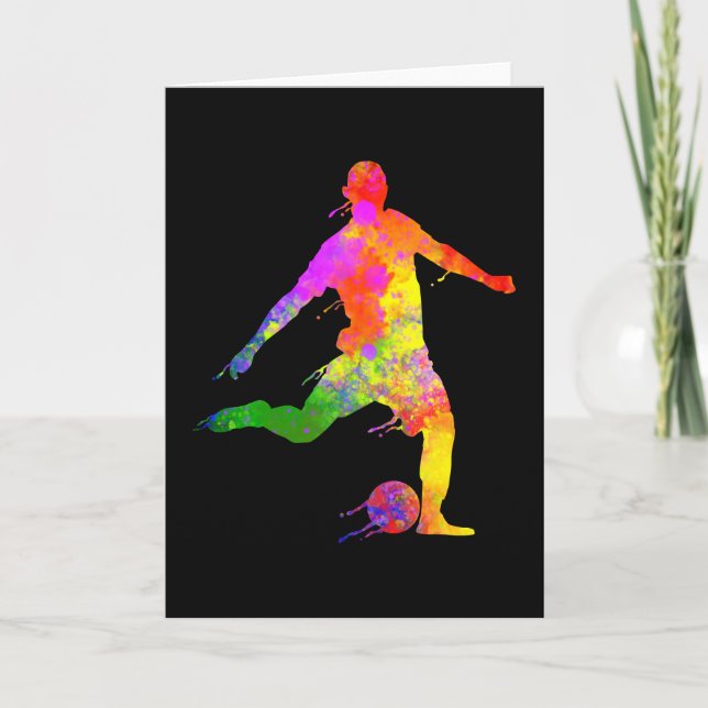 Tarjeta Paint Splashes Soccer Lover jugador de fútbol gráf (Anverso)