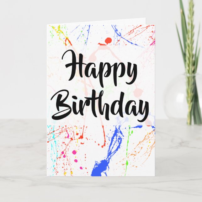 Tarjeta Paint Splats Happy Birday Card (Anverso)