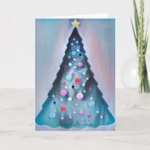 Tarjeta Paintere Christmas Tree Happy Holidays
