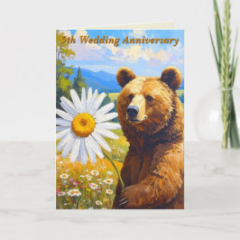 Tarjeta Painterly Bear Daisy Meadow 5º Boda Anniv.