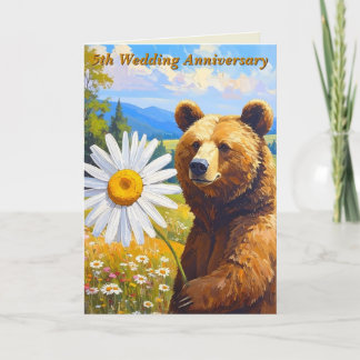 Tarjeta Painterly Bear Daisy Meadow 5º Boda Anniv.