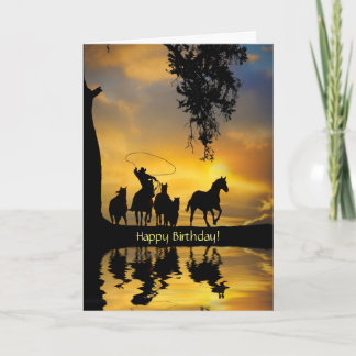 Tarjeta País de cumpleaños Cowboy Occidental Senderos Feli