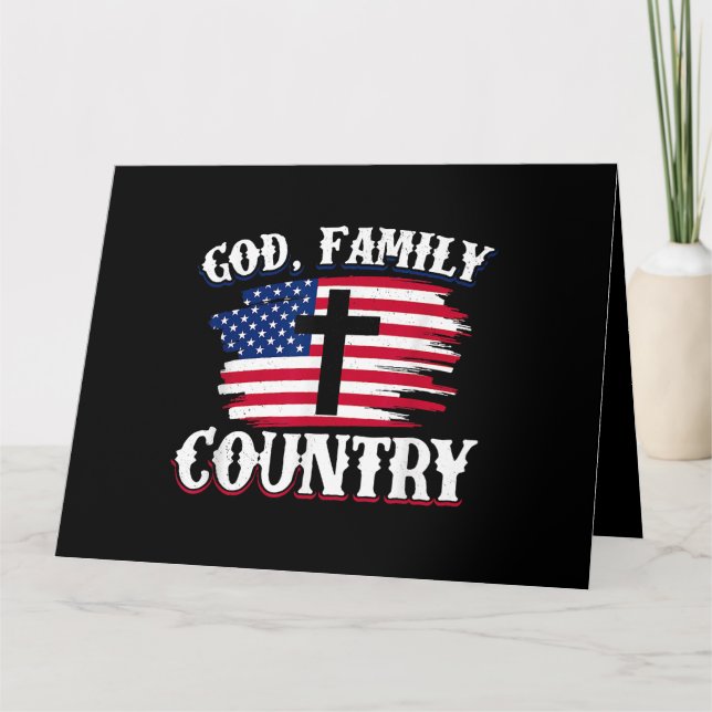 Tarjeta País de la familia Dios Cruz de la Bandera America (Anverso)