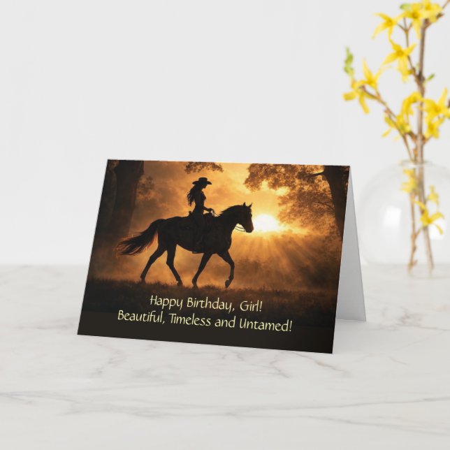 Tarjeta País de Vaqueras Humor Occidental Cumpleaños (flor amarilla)