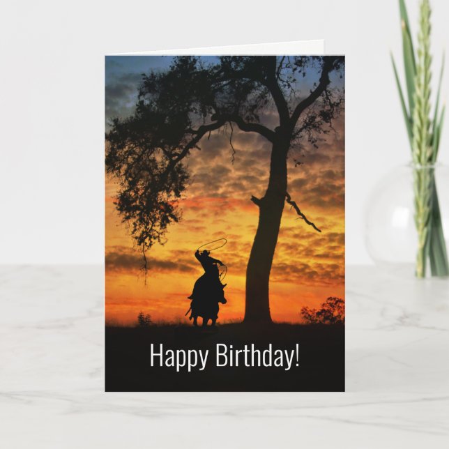 Tarjeta País Vaquero Occidental Feliz Cumpleaños Senderos  (Anverso)