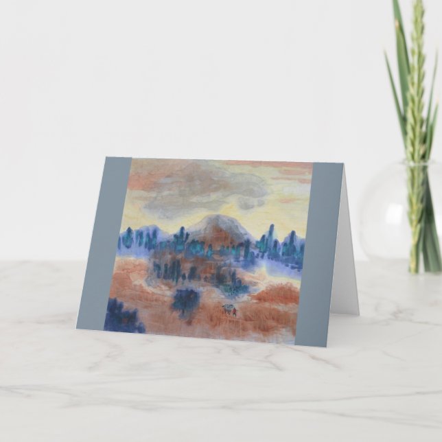 Tarjeta Paisaje abstracto - Desierto, caballo y jinete (Anverso)