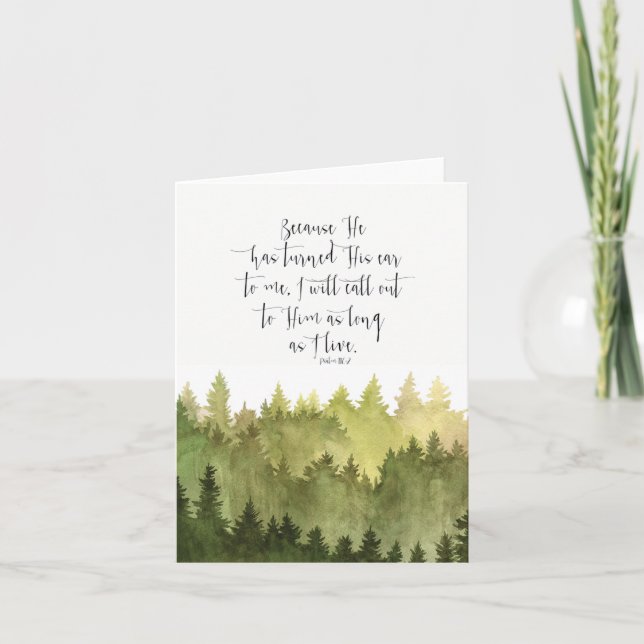 Tarjeta Paisaje acuarela con escritura bíblica (Anverso)