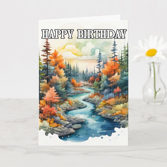 Tarjeta Paisaje al aire libre feliz cumpleaños (Planta pequeña)