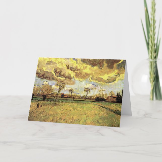 Tarjeta Paisaje bajo cielo tormentoso por Vincent van Gogh (Anverso)
