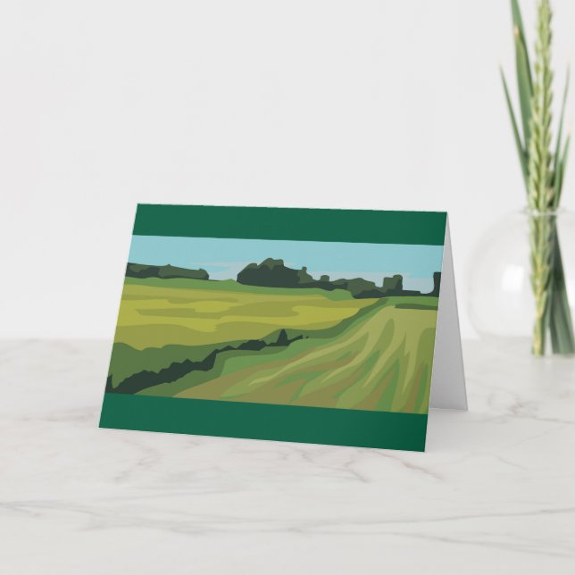 Tarjeta Paisaje campestre verde (Anverso)