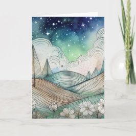 Tarjeta Paisaje con colores verdes y beige
