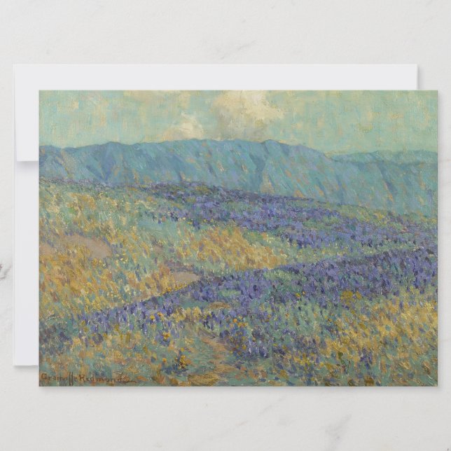 Tarjeta Paisaje con flores azules (de Granville Redmond) (Anverso)