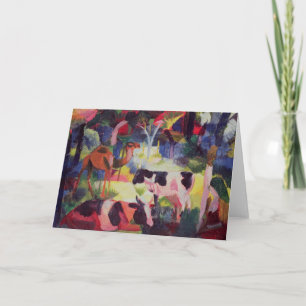 Tarjeta Paisaje con vacas y un camello