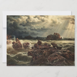 Tarjeta Paisaje costero con buques en el horizonte