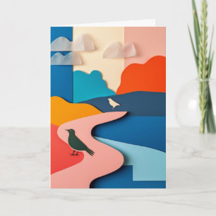 Tarjeta Paisaje de Aves en Capas