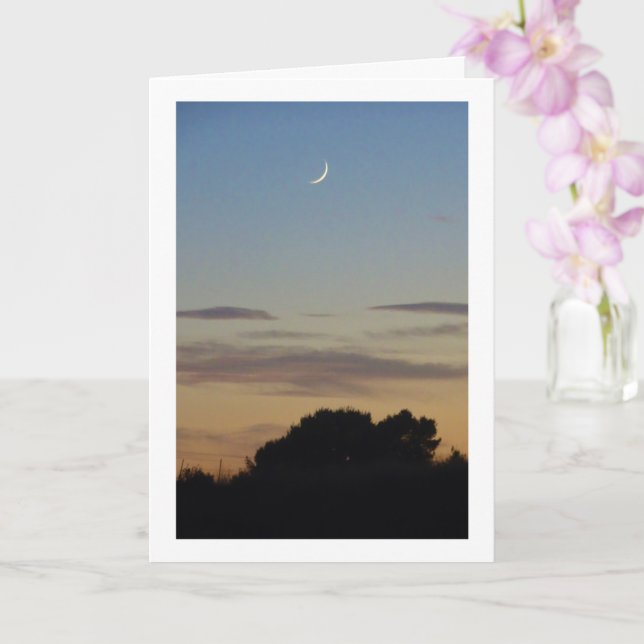 Tarjeta Paisaje de Crescent Moon Silhouette (Orquídea)