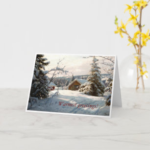 Tarjeta Paisaje de invierno iluminado por el sol por Peder