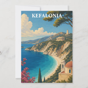Tarjeta Paisaje de la isla griega de Kefalonia Vintage