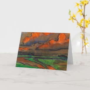 Tarjeta Paisaje de marisma bajo nubes rojas Emil Nolde
