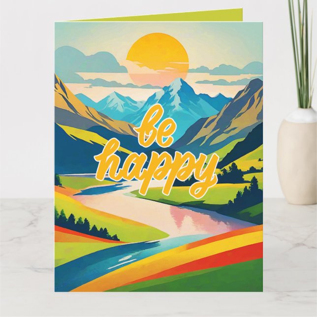 Tarjeta Paisaje de montaña Retro (Anverso)