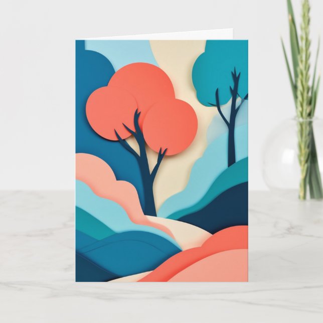 Tarjeta Paisaje de papel en capas (Anverso)