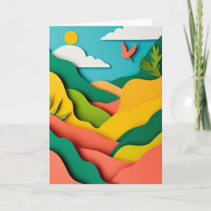 Tarjeta Paisaje de papel en capas iluminado por el sol
