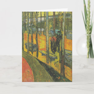 Tarjeta Paisaje de parque otoñal naranja de Van Gogh vinta