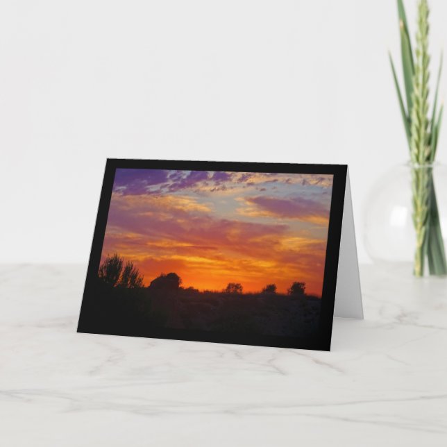 Tarjeta Paisaje de puesta de sol ardiente (Anverso)