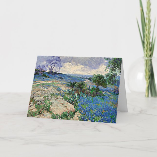 Tarjeta Paisaje de Texas con Bluebonnets, arte fino (Anverso)