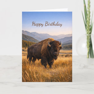 Tarjeta Paisaje de Vida Silvestre Cumpleaños de Bisonte Am