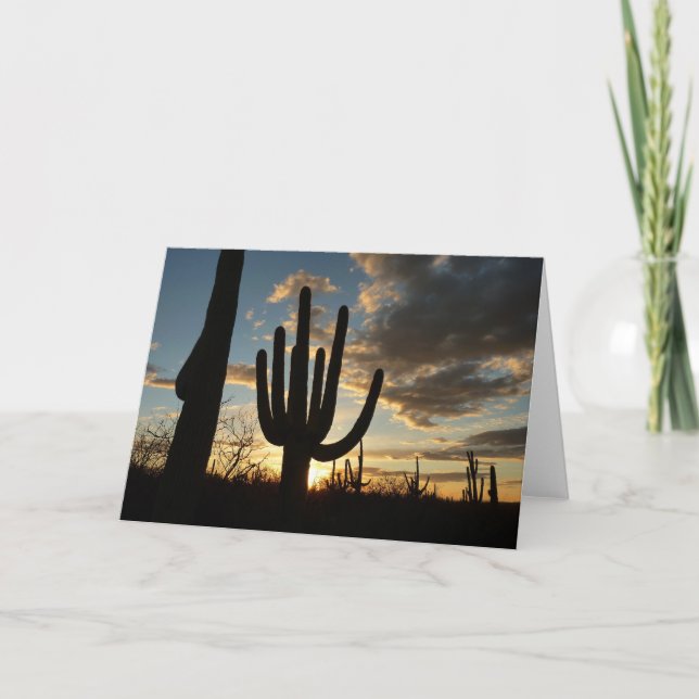 Tarjeta Paisaje del desierto de Saguaro Sunset II Arizona (Anverso)