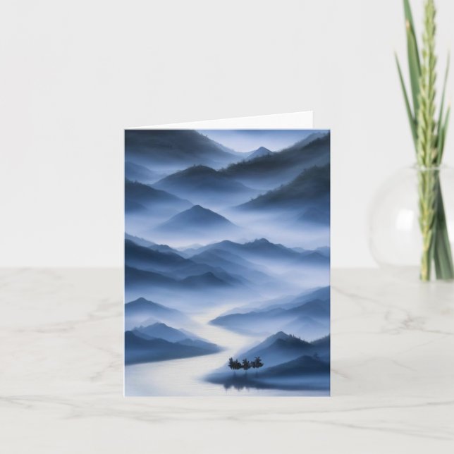 Tarjeta Paisaje dominante azul de pintura en China (Anverso)