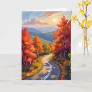 Tarjeta Paisaje en Acuarela del Follaje de Otoño de Vermon