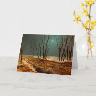 Tarjeta Paisaje en invierno a la luz de la luna, arte fino