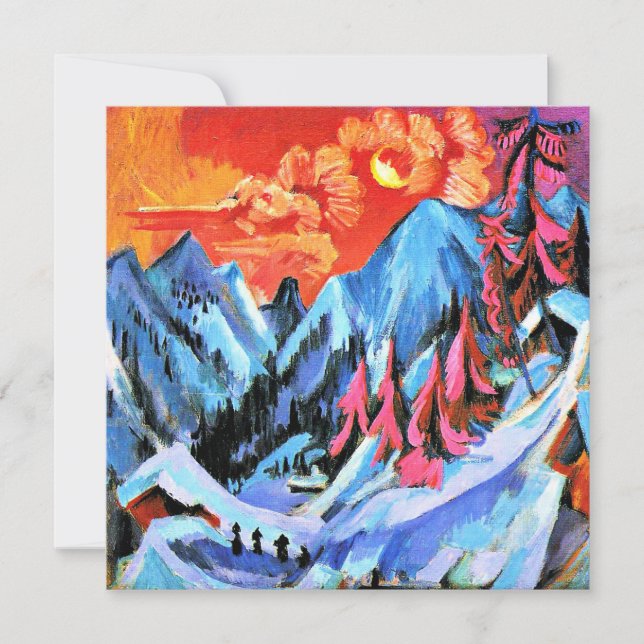 Tarjeta Paisaje invernal a la luz de la luna por Ernst Kir (Anverso)