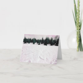 Tarjeta Paisaje invernal con alerces en la nieve