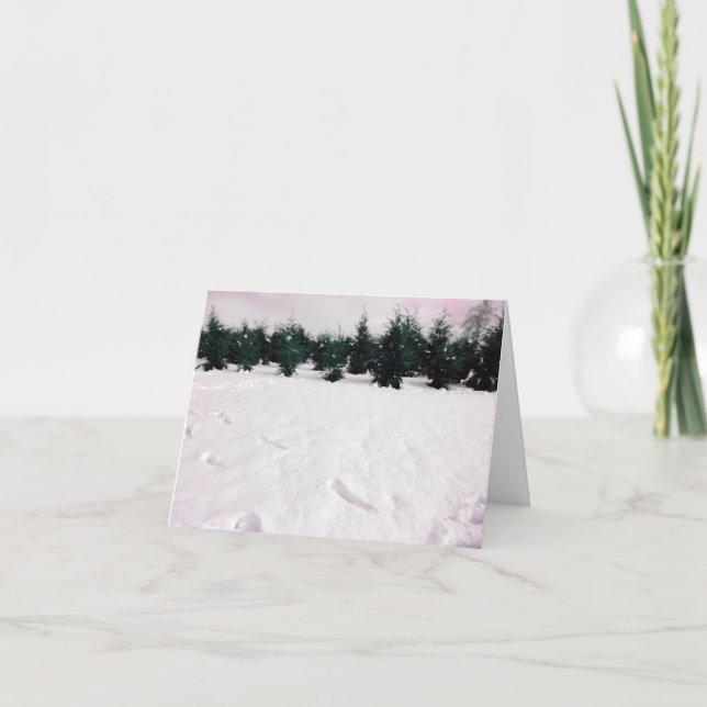 Tarjeta Paisaje invernal con larvas en la nieve (Anverso)