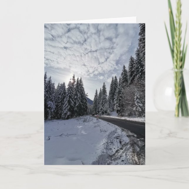 Tarjeta Paisaje invernal de nieve en Rumania (Anverso)