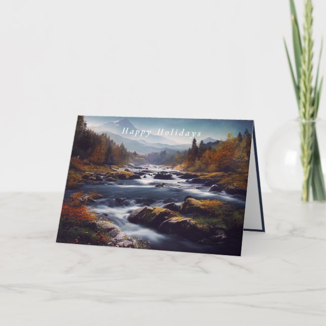 Tarjeta Paisaje invernal Montañas de Río Rocoso (Anverso)