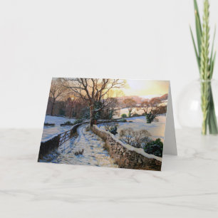 Tarjeta Paisaje invernal navideño vintage nevado
