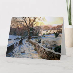 Tarjeta Paisaje invernal navideño vintage nevado