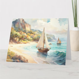 Tarjeta Paisaje marítimo y velero