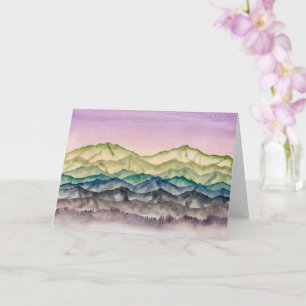 Tarjeta Paisaje montañoso de color brillante alpino rosa