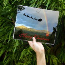 Paisaje montañoso Santa Navidad Arcoíris Regalo