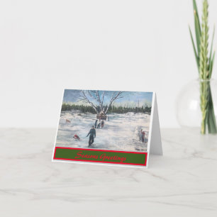 Tarjeta Paisaje Navideño Vintage personalizado