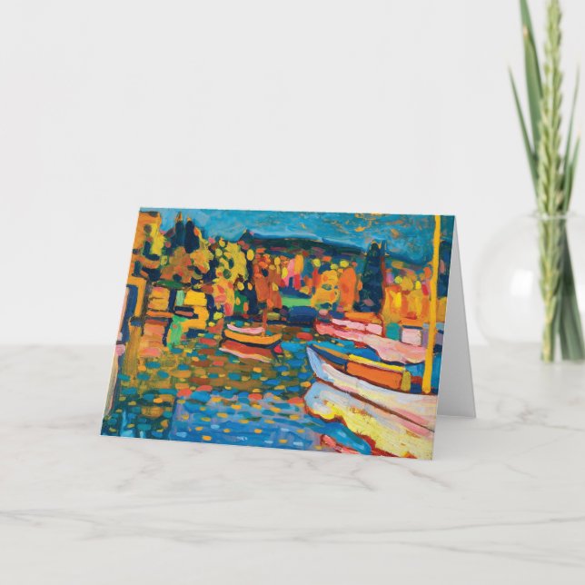 Tarjeta Paisaje otoñal con barcos de Wassily Kandinsky (Anverso)