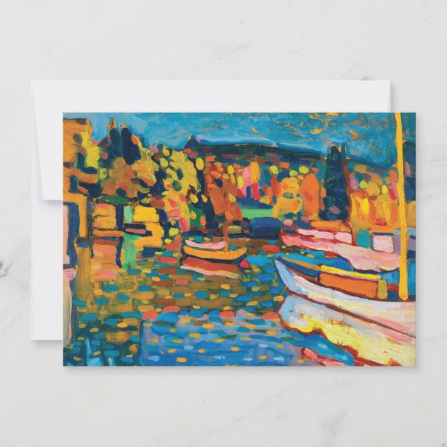 Tarjeta Paisaje otoñal con barcos de Wassily Kandinsky (Anverso)