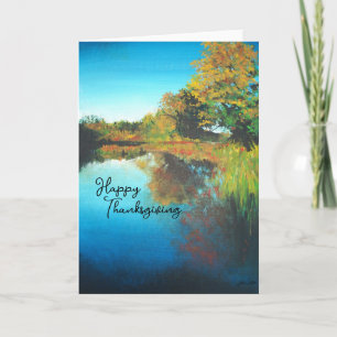 Tarjeta Paisaje otoñal Feliz Día de Acción de Gracias