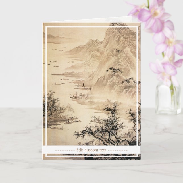 Tarjeta Paisaje pintado chino Sumi-e (Orquídea)