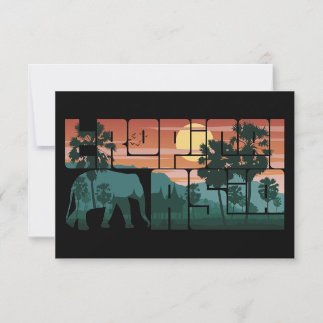 Tarjeta Paisaje Retro Sunset Asia Tailandia - Tipografía (Anverso)